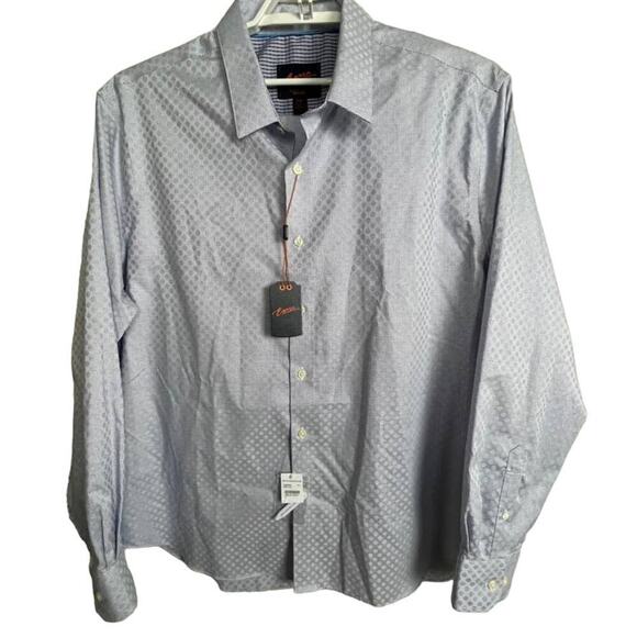 NWT Egara Men's Button Up Dress Geometric Non-Iron Slim Fit Stretch Size XXL - Picture 1 of 9